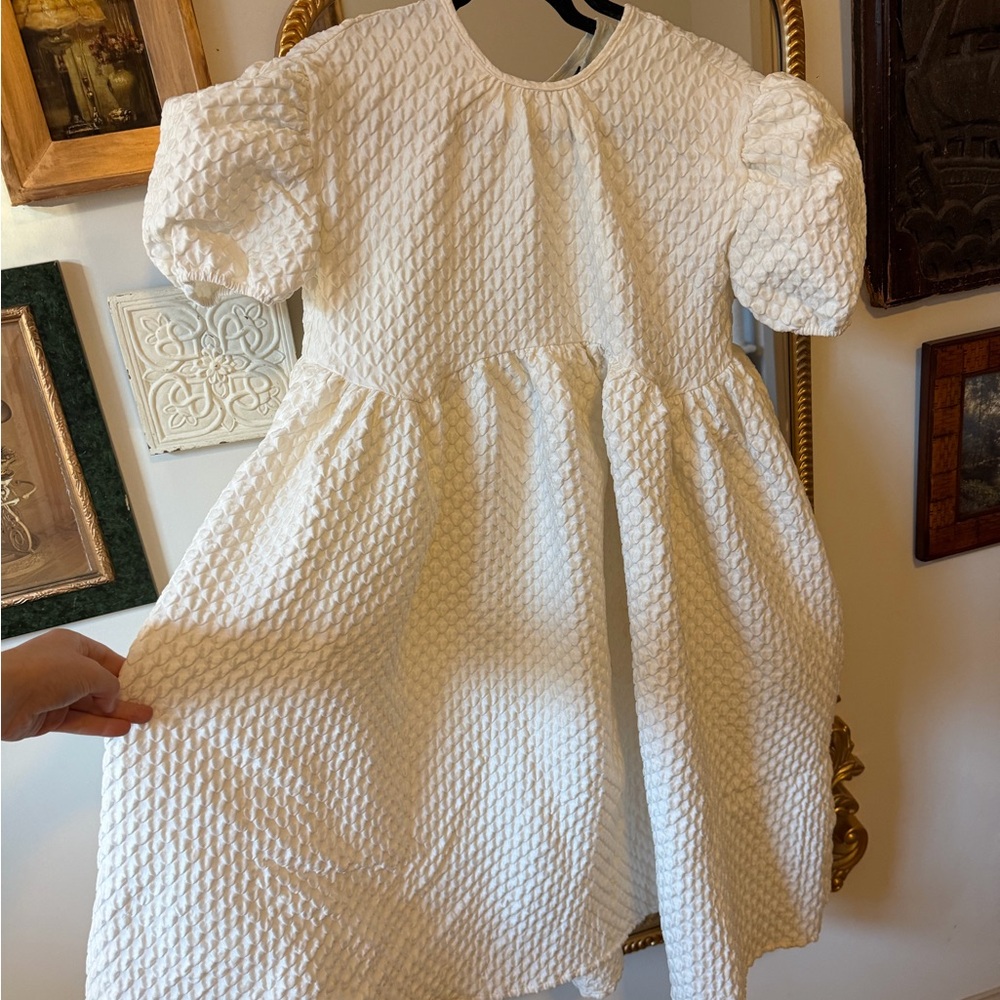 Sister Jane Cream Textured Puff Sleeve Dress